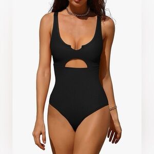 Chic Black Cutout Women's One-Piece Swimsuit